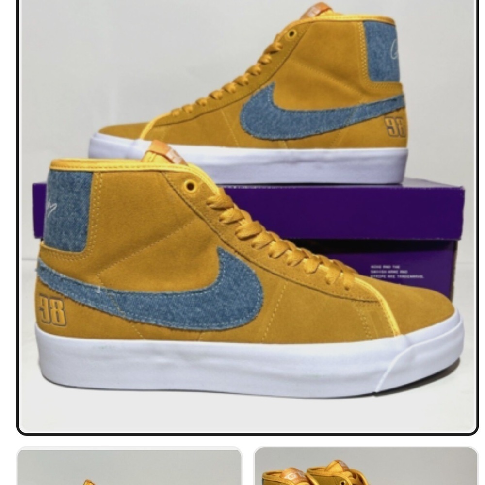 NIKE SB ZOOM BLAZER size 8.5 MID PRO GT Grant Taylor University Gold